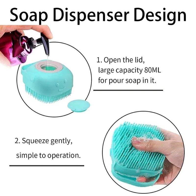 Silicon Bath Body Brush, Exfoliating Body Scurb Brush with Soap Dispenser, 2 in 1 Ultra Soft Bath Sponge Shower Brush and Body Massager,