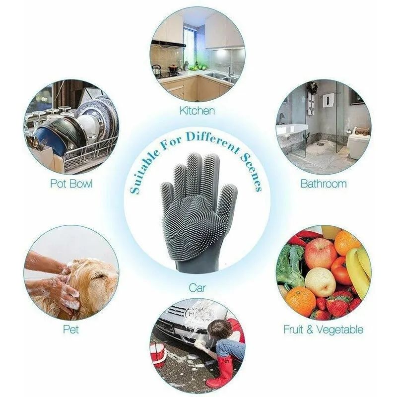 Washing Gloves Silicone Waterproof Insulated Gloves Bathroom Kitchen and Bathroom Cleaning Car Wash Multi-purpose Gloves